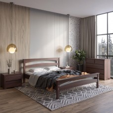 Полуторная деревянная кровать Mebigrand Чикаго Сити Орех темный 120х190 см (MBG-9948)