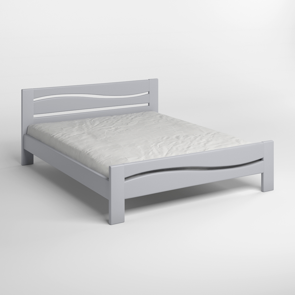 Полуторная деревянная кровать Mebigrand Неаполь Светло-серый (RAL7040) 120х200 см (MBG-3723)