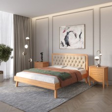 Полуторная деревянная кровать Mebigrand Токио Ольха/Аляска 23 (Бежевый) 120х190 см (MBG-4856)