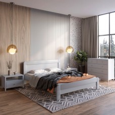 Полуторная деревянная кровать Mebigrand Тоскана Светло-серый (RAL7040) 120х190 см (MBG-3556)