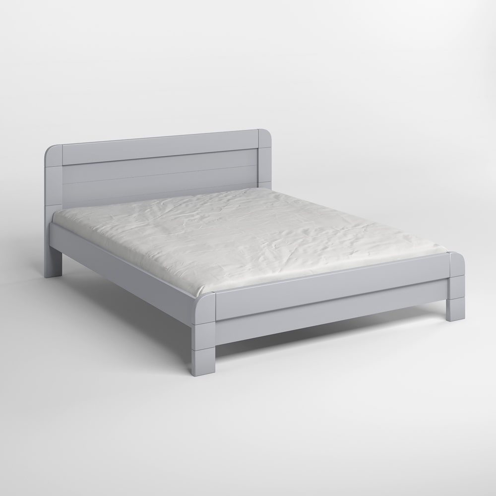 Двуспальная деревянная кровать Mebigrand Тоскана Светло-серый (RAL7040) 140х190 см (MBG-3544)