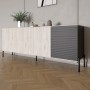 Комод у вітальню на чорних металевих ніжках LION Грей 204x38x76,5 см Самоа Димчастий/Асфальт (LION-042470)