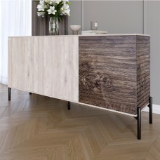 Комод закритий у вітальню на чорних металевих ніжках LION Грей 154x38x76,5 см Самоа Димчастий/Дерево (LION-041786)