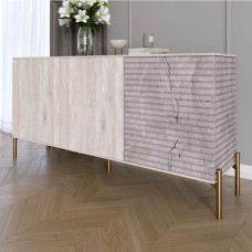 Комод закритий у вітальню на золотих металевих ніжках LION Грей 154x38x76,5 см Самоа Димчастий/Камінь (LION-041861)