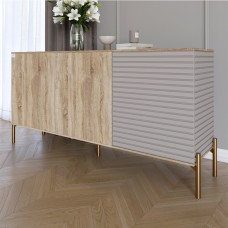 Комод закритий у вітальню на золотих металевих ніжках LION Грей 154x38x76,5 см Дуб сонома/Кашемір (LION-041872)