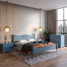Полуторная деревянная кровать Mebigrand Даллас Серо-синий (S7010R90B) 120х200 см