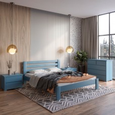 Полуторная деревянная кровать Mebigrand Колумбия Серо-синий (S7010R90B) 120х200 см (MBG-3364)