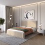 Полуторная деревянная кровать Mebigrand Вена Светло-серая (RAL7040)/Аляска 23 (Бежевый) 120х200 см (MBG-10988)