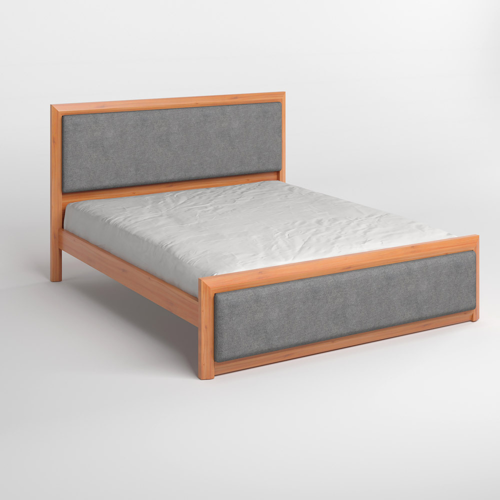 Полуторная деревянная кровать Mebigrand Барселона Б4 Яблоня/Аляска 93 (Серый) 120х200 см (MBG-14105)