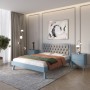 Односпальная деревянная кровать Mebigrand Токио Серо-синий (S7010R90B)/Аляска 93 (Серый) 80х200 см (MBG-11110)