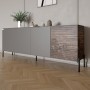 Комод в гостиную на черных металлических ножках LION Грей 204x38x76,5 см Антрацит/Дерево (LION-042501)