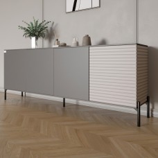 Комод в гостиную на черных металлических ножках LION Грей 204x38x76,5 см Антрацит/Кашемир (LION-042621)