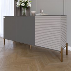 Комод закритий у вітальню на золотих металевих ніжках LION Грей 154x38x76,5 см Антрацит/Кашемір (LION-041863)