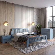 Полуторне дерев'яне ліжко Mebigrand Прага Сіро-синій (S7010R90B) 120х190 см (MBG-7225)