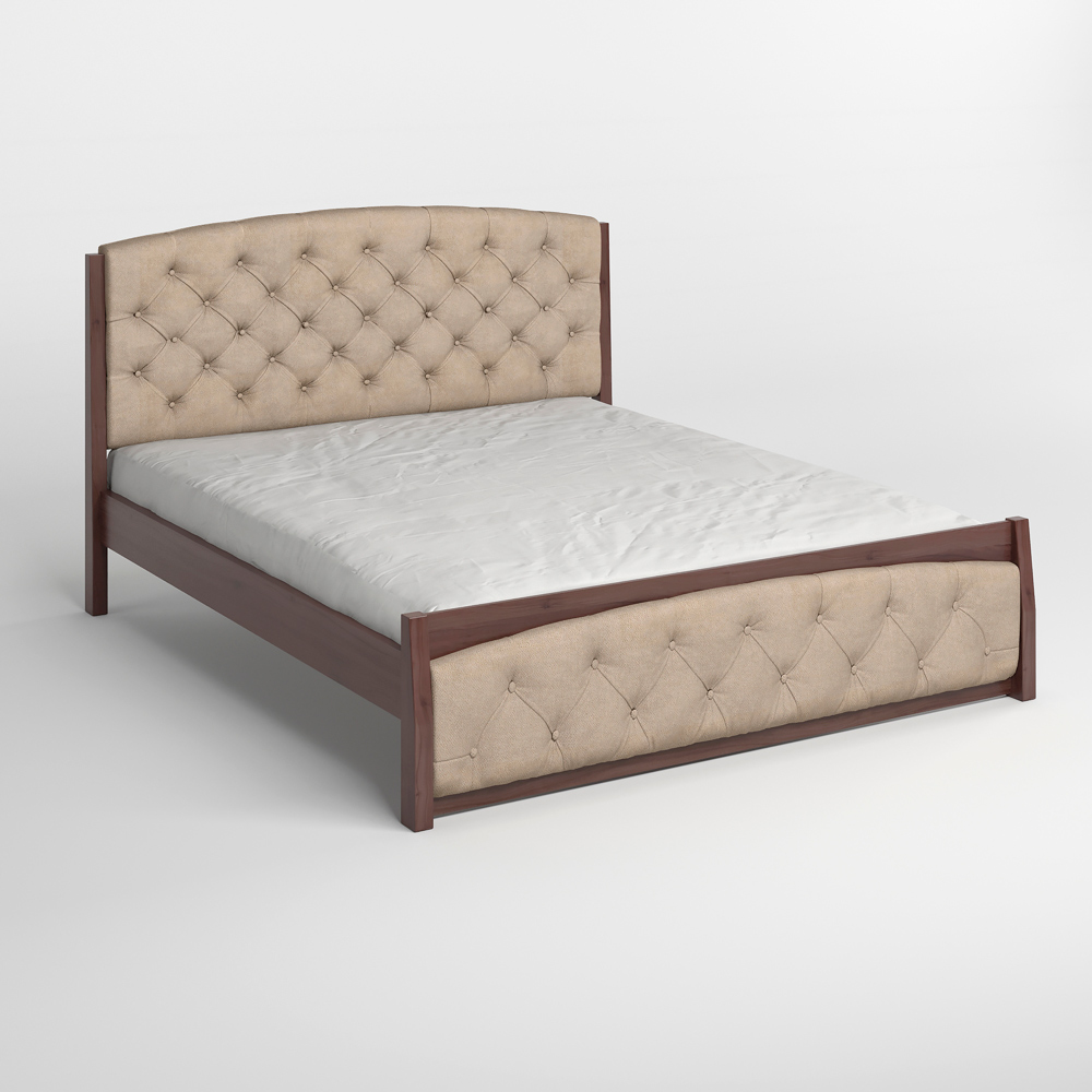 Односпальне дерев'яне ліжко Mebigrand Мехіко Горіх темний/Аляска 23 (Бежевий) 90х190 см (MBG-11988)