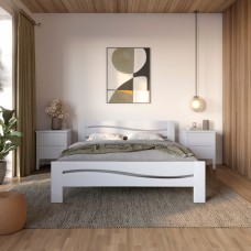 Полуторная деревянная кровать Mebigrand Неаполь Серо-голубой (S2010R80B) 120х200 см (MBG-3771)