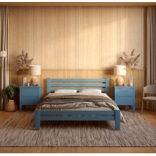Полуторная деревянная кровать Mebigrand Премьера Серо-синий (S7010R90B) 120х200 см (MBG-2948)