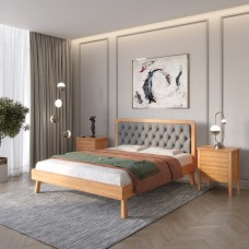 Полуторная деревянная кровать Mebigrand Токио Ольха/Аляска 93 (Серый) 120х190 см (MBG-4858)