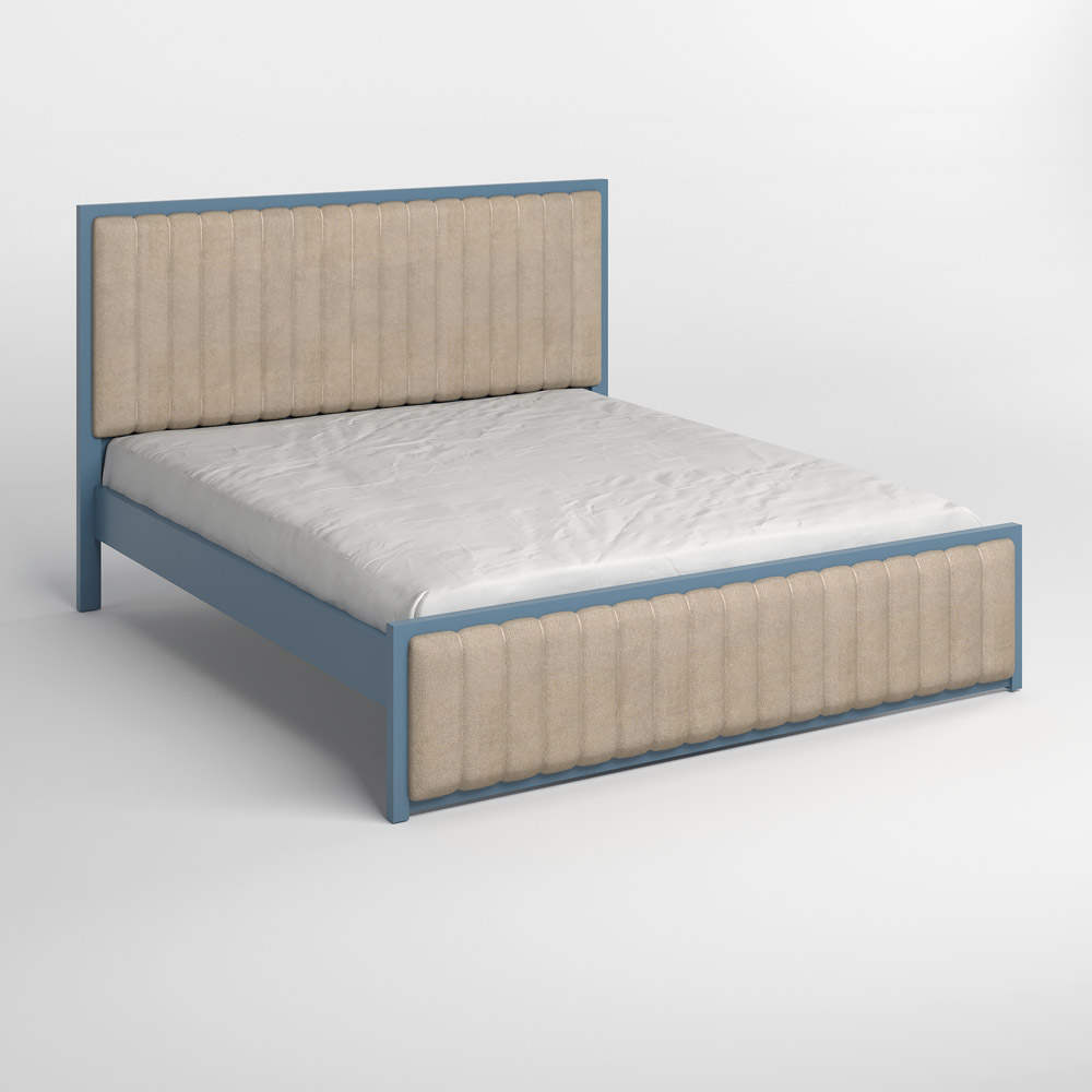Односпальная деревянная кровать Mebigrand Вена Серо-синяя (S7010R90B)/Аляска 23 (Бежевый) 90х200 см (MBG-10954)