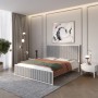 Двуспальная деревянная кровать Mebigrand Вена Белый (RAL9003)/Аляска 93 (Серый) 140х200 см (MBG-11030)