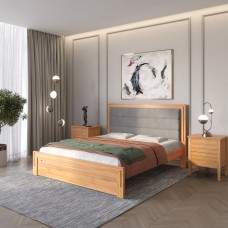 Односпальне дерев'яне ліжко Mebigrand Торонто Т5 Вільха/Аляска 93 (сірий) 90х190 см (MBG-8884)