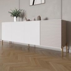Комод на золотых металлических ножках LION Грей 204x38x76,5 см Нимфея Альба (белый)/Кашемир (LION-042642)