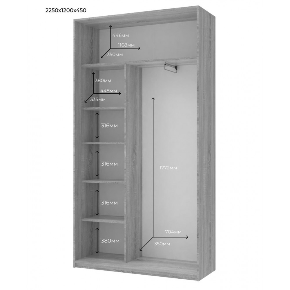 Шафа-купе Doros Сіті Лайт Кашемір 1 ДСП / 1 дзеркало 120х45х225 (80736338)