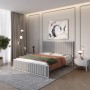 Полуторная деревянная кровать Mebigrand Вена Светло-серый (RAL7040)/Аляска 93 (Серый) 120х200 см (MBG-11006)