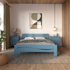 Полуторная деревянная кровать Mebigrand Неаполь Серо-синий (S7010R90B) 120х190 см (MBG-3754)