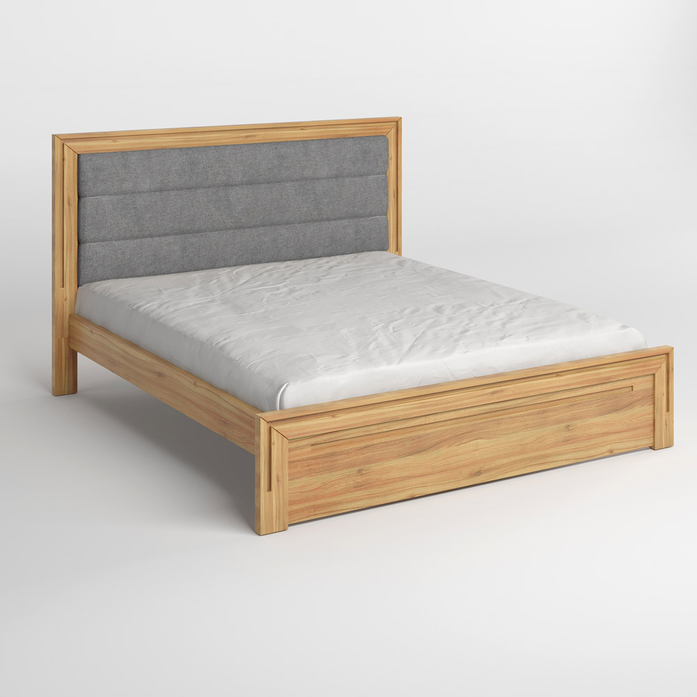 Полуторная деревянная кровать Mebigrand Торонто Т5 Орех светлый/Аляска 93 (серый) 120х200 см (MBG-8572)