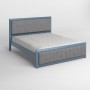 Односпальне дерев'яне ліжко Mebigrand Барселона Б1 Сіро-синій (S7010R90B)/Аляска 93 (Сірий) 80х190 см (MBG-11865)