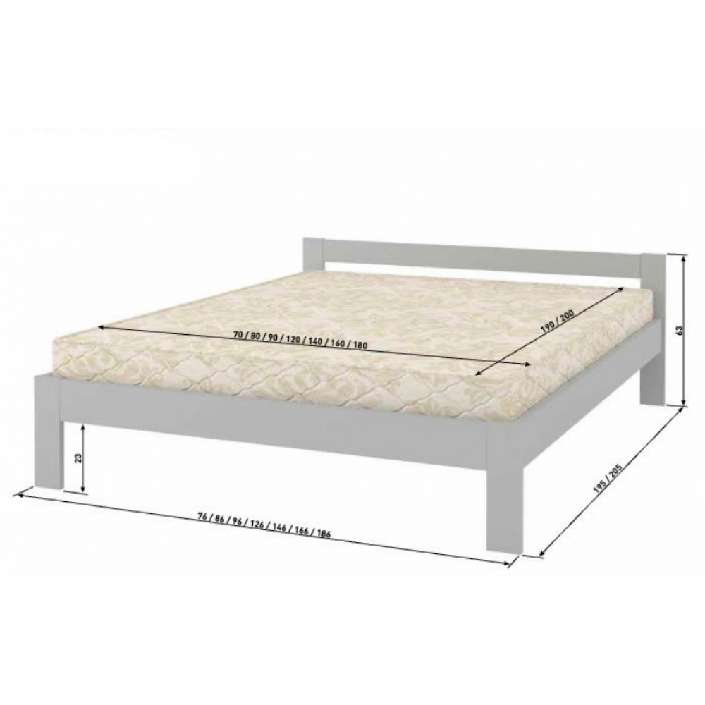 Двоспальне дерев'яне ліжко Mebigrand Делі Сіро-синій (S7010R90B) 140х200 см (MBG-3940)