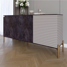 Комод закритий у вітальню на золотих металевих ніжках LION Грей 154x38x76,5 см Бетон темний/Кашемір (LION-041865)