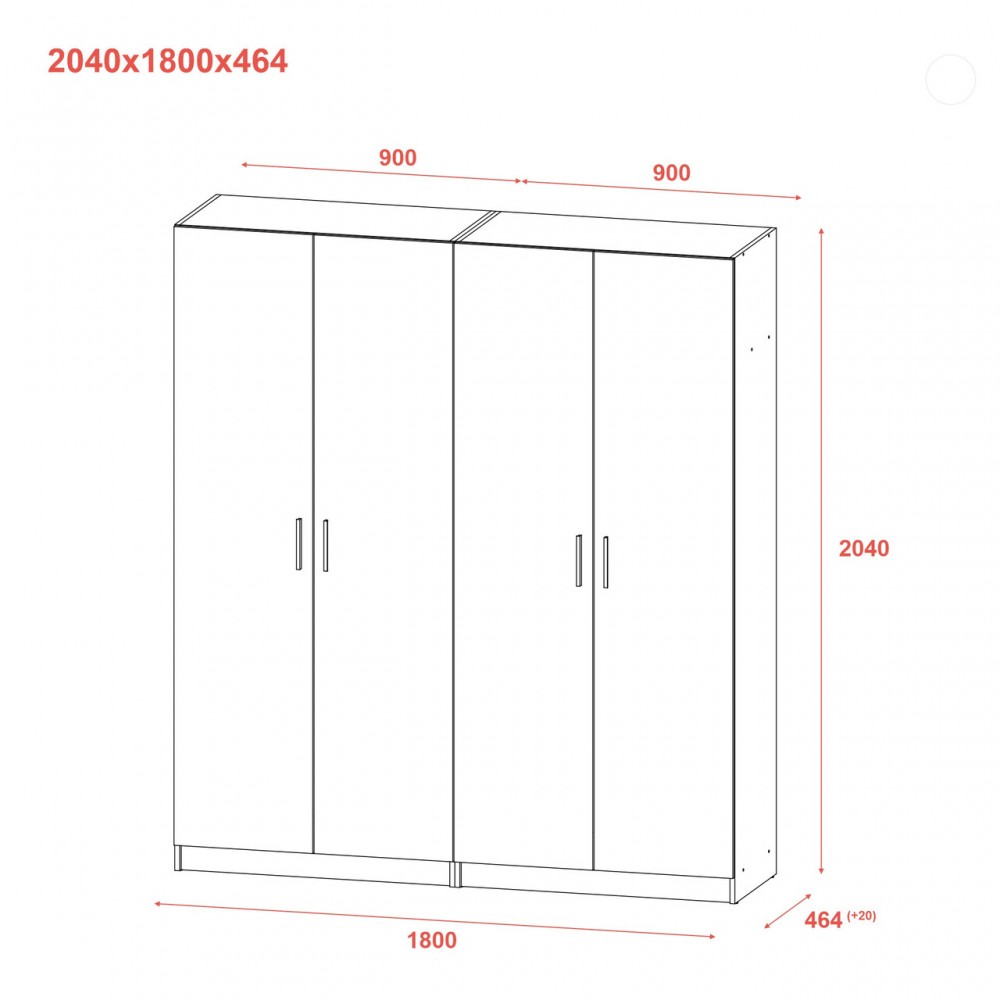 Комплект Doros Промо с полками Серый 2+2 ДСП 180х48х204 DRS-011627 (80737771)