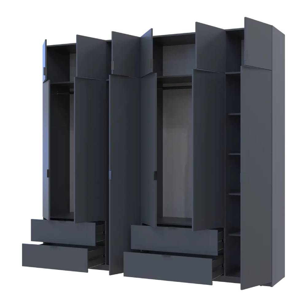 Шкаф для одежды Doros Лукас Графит 3+3 ДСП 255х50х240 DRS-011694 (42005113)
