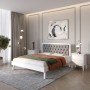 Полуторная деревянная кровать Mebigrand Токио Белый (RAL9003)/Аляска 93 (Серый) 120х190 см (MBG-4634)