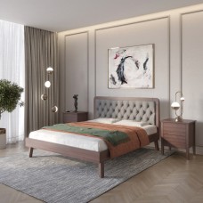 Полуторная деревянная кровать Mebigrand Токио Орех темный/Аляска 93 (Серый) 120х200 см (MBG-4811)