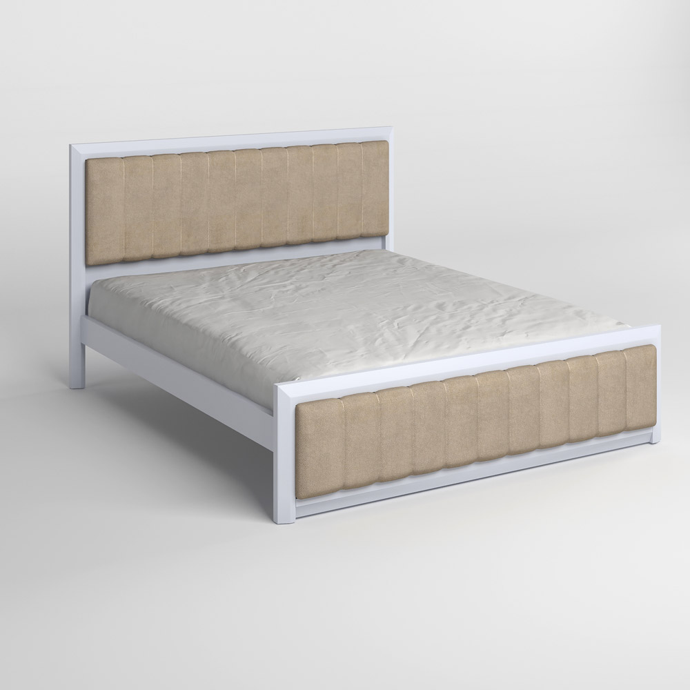 Односпальне дерев'яне ліжко Mebigrand Барселона Б1 Сіро-блакитний (S2010R80B)/Аляска 23 (Бежевий) 90х200 см (MBG-11642)