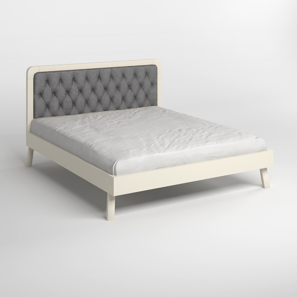 Двуспальная деревянная кровать Mebigrand Токио Айвори (S0505Y30R)/Аляска 93 (Серый) 160х200 см (MBG-4677)
