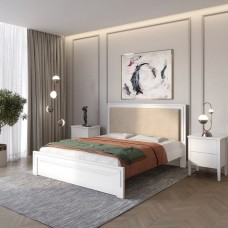 Двоспальне дерев'яне ліжко Mebigrand Торонто Т4 Білий (RAL9003)/Аляска 23 (бежевий) 140х200 см (MBG-8346)