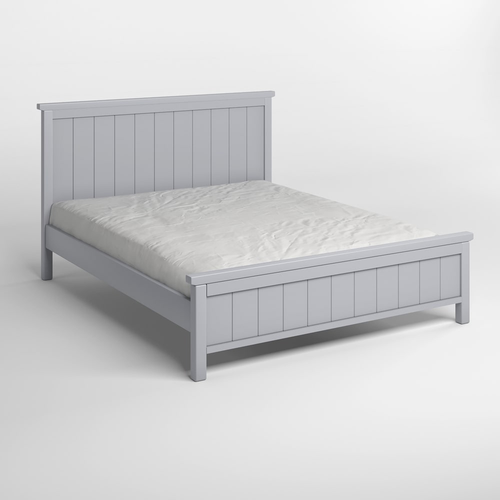 Двуспальная деревянная кровать Mebigrand Вирджиния Светло-серый (RAL-7040) 140х200 см (MBG-3211)