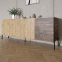 Комод в гостиную на черных металлических ножках LION Грей 204x38x76,5 см Дуб Аппалачи/Дерево (LION-042514)