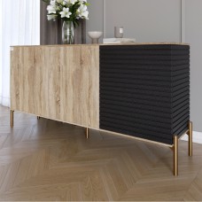 Комод закритий у вітальню на золотих металевих ніжках LION Грей 154x38x76,5 см Дуб сонома/Асфальт (LION-041827)