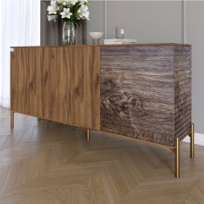 Комод закритий у вітальню на золотих металевих ніжках LION Грей 154x38x76,5 см Дуб Ліворно/Дерево (LION-041840)