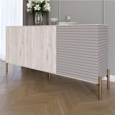 Комод закритий у вітальню на золотих металевих ніжках LION Грей 154x38x76,5 см Самоа Димчастий/Кашемір (LION-041876)