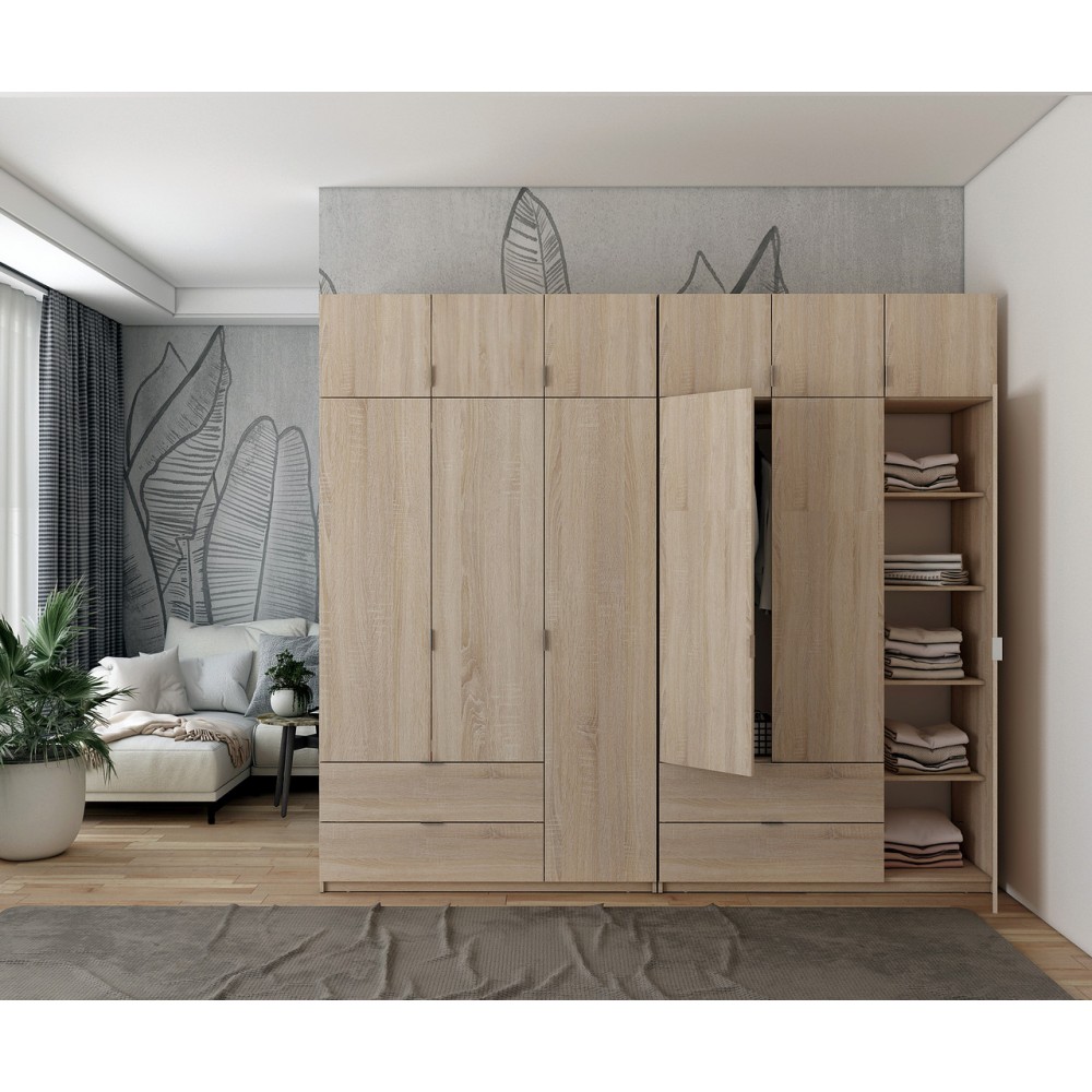 Шкаф для одежды Doros Лукас Дуб сонома 3+3 ДСП 270х50х240 DRS-011705 (42005115)