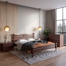 Полуторная деревянная кровать Mebigrand Даллас Орех темный 120х200 см