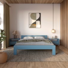 Полуторная деревянная кровать Mebigrand Дели Серо-синий (S7010R90B) 120х200 см (MBG-3936)