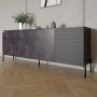 Комод в гостиную на черных металлических ножках LION Грей 204x38x76,5 см Бетон темный/Асфальт (LION-042465)