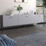 Тумба під телевізор на 3 шухляди LION Wood з чорними ніжками 160х65х40 см Кашемір (LION-043141)